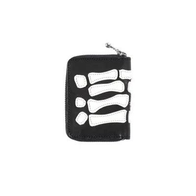 Pre-owned Kapital Thumbs-up Bone Hand Zip Mini Wallet 'black' | Men's Size Onesize