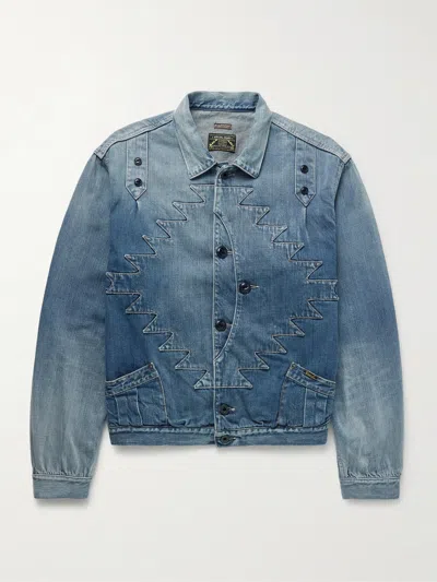 Kapital Thunderbird Panelled Denim Blouson Jacket In Yellow