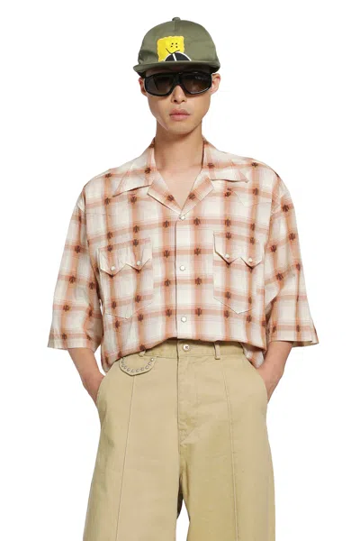 Kapital Camp-collar Checked Cotton Western Shirt In Brown