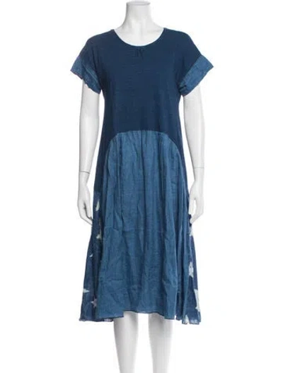 Pre-owned Kapital Tie-dye Print Midi Length Dress In Blue