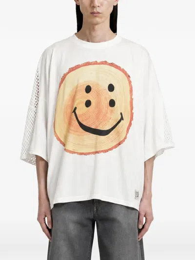 Kapital Tree Trunk Smiley-print T-shirt In Multi