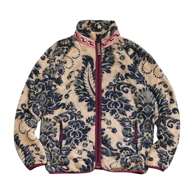 Pre-owned Kapital Virgin Mary Damask Fleece Zip Blouson 'beige' | Cream | Men's Size 4 In White