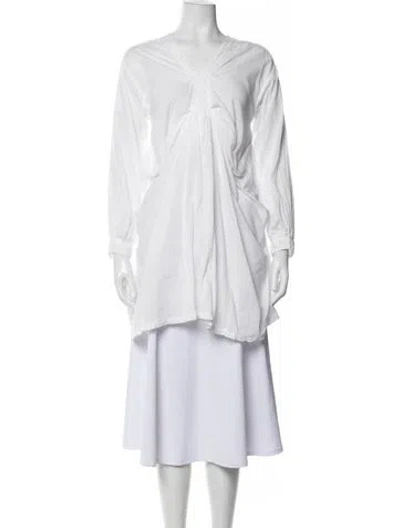 Pre-owned Kapital V-neck Long Sleeve Tunic In White