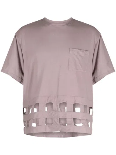 Kapital Windowpane Jersey T-shirt In Pink