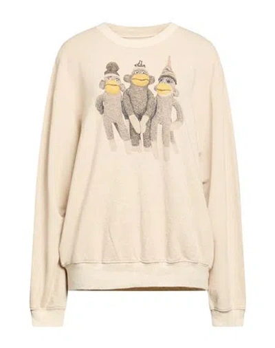 Kapital Woman Sweatshirt Beige Size 5 Cotton, Linen In Neutral