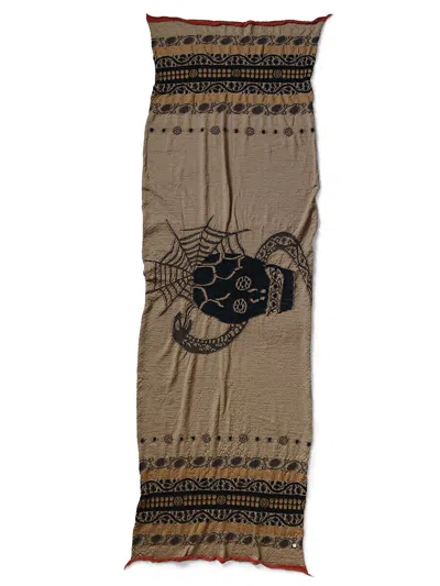 Pre-owned Kapital Wool 100% Coptskull Scarf Muffler Beige Green Navy Authentic Japan