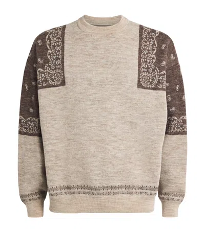 Kapital Wool Bandana Jacquard Sweater In Brown