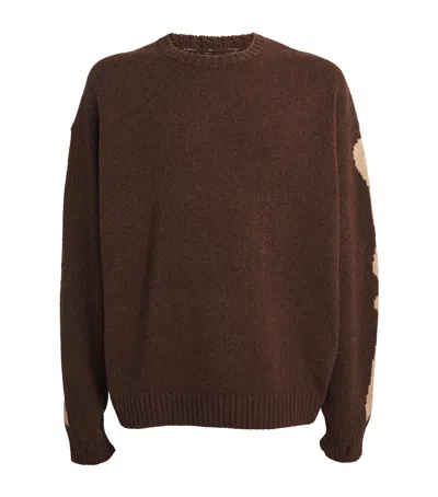 Kapital Wool Bone Intarsia Sweater In Brown