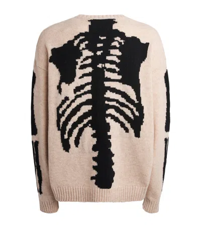 Kapital Wool Bone Intarsia Sweater In Neutral