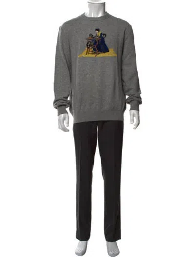 Pre-owned Kapital Wool Graphic Print Pullover In Grey