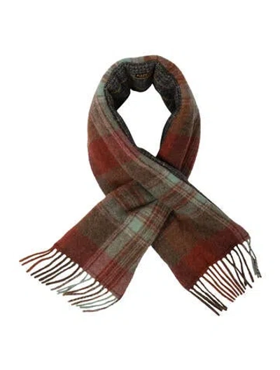Pre-owned Kapital Wool Plaid Print Scarf In Blue