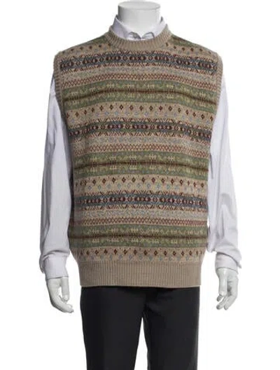 Pre-owned Kapital Wool Striped Sweater Vest W/ Tags In Neutral