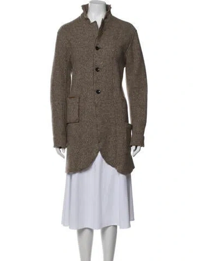 Pre-owned Kapital Wool Tweed Pattern Coat In Brown