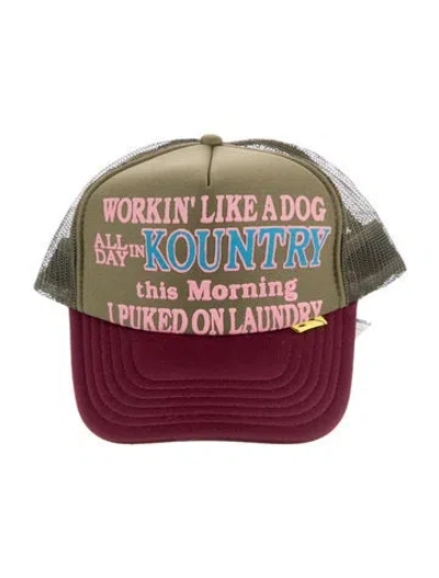Pre-owned Kapital 'working Puking' Trucker Hat W/ Tags In Green