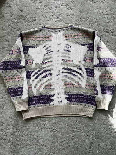 Pre-owned Kapital X Kapital Kountry 7g Wool Fair Isle Bone Crew Sweater In Purple