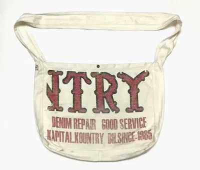 Pre-owned Kapital X Kapital Kountry Distressed Newspaper Shoulder Bag In Cream