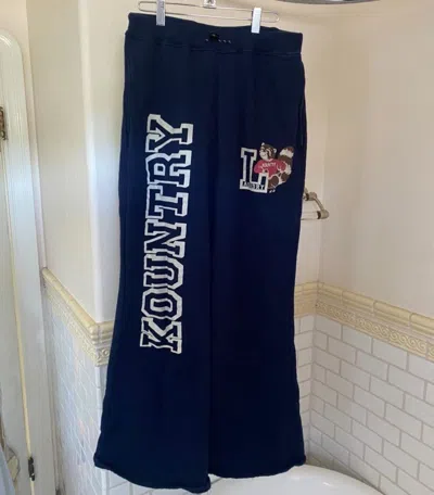 Pre-owned Kapital X Kapital Kountry Fleece Flared Sweatpants Size 4 In Navy