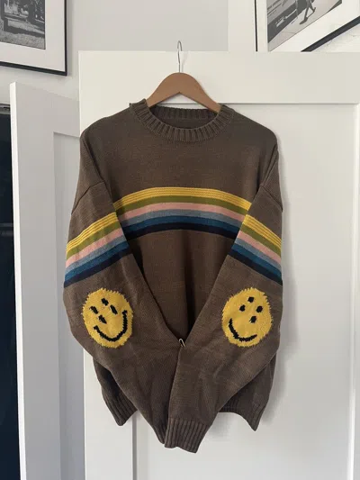 Pre-owned Kapital X Kapital Kountry Kapital 5g Rainbow Smiley Sweater Size 3 In Brown