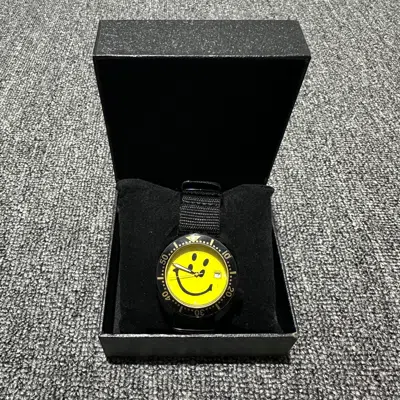 Pre-owned Kapital X Kapital Kountry Kapital Smiley Face Watch In Black Yellow