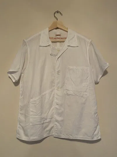 Pre-owned Kapital X Kapital Kountry Short Sleeved Military Button Down Shirt By Kapital In White