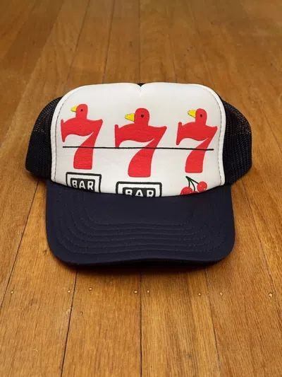 Pre-owned Kapital X Kapital Kountry St Og Kapital 777 Battery Bird Trucker Cap In Navy Red White