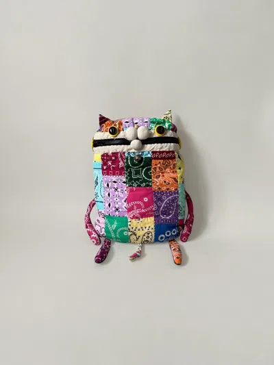 Pre-owned Kapital X Needles Putpet Japan By Kenzi Ohtani Patchwork Cat Clutch Bag In Multicolor