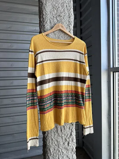 Pre-owned Kapital X Vintage Kapital Long Sleeve Tribal Striped Shirt In Yellow