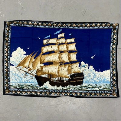 Pre-owned Kapital X Vintage Vtg 70's 80's Boat Pirate Ship Hippie Tapestry Kapital Style In Black