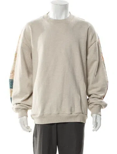 Pre-owned Kapital Yabane Quilt Two Tone Graphic Print Sweatshirt In Neutral