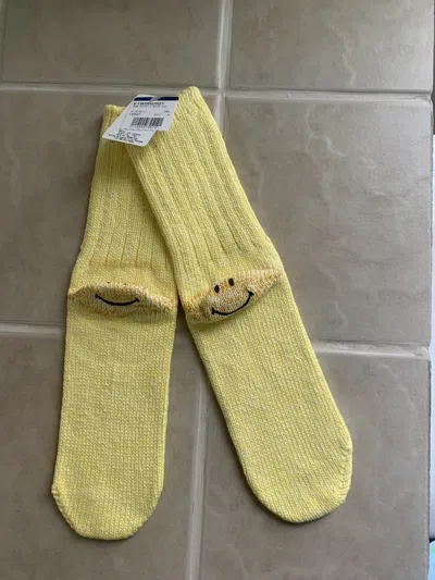 Pre-owned Kapital Yellow Smiley Face Hemp Sock