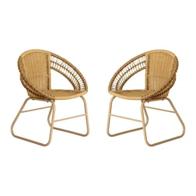 Kaplan Early Learning Company Kids' Washable Wicker Chair In Beige