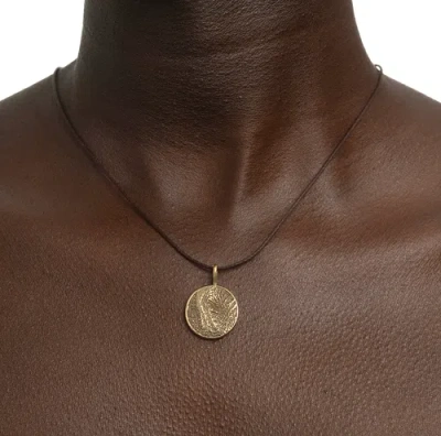 Kapoeta By Ambica Elephant Eye Necklace Carved In Gold Plated W/chain