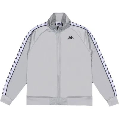 Kappa 222 Banda Anniston Slim Fit Tricot Track Jacket In Grey/white/black