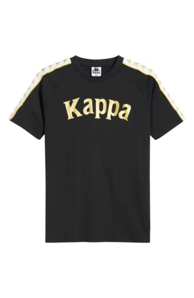 Kappa 222 Banda Balima Logo Graphic T-shirt In Black-yellow Gold Rich-white