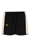 Kappa 222 Banda Nardo Nylon Drawstring Shorts In Black-yellow Gold Rich-white
