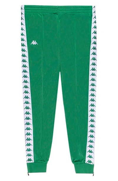 Kappa 222 Banda Rastoria Slim Fit Tricot Joggers In Green Tee-white