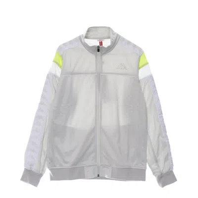 Kappa Banda Merez Slim Men's Track Jacket Gray Lt/green Lime/white In Silver