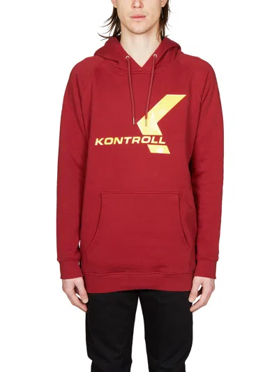 Kappa Kontroll Cotton Hoodie With Rubber Logo In Red