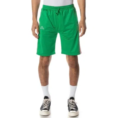 Kappa Logo Tape Dasved Shorts In Green/grey/red In Black