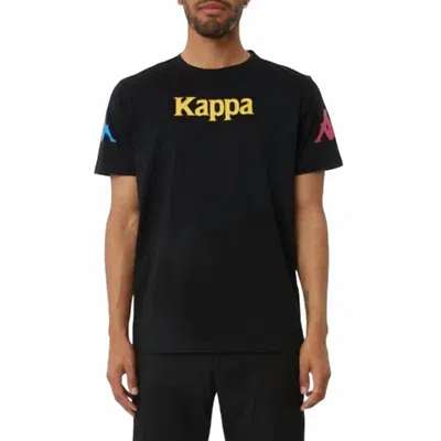 Kappa Men's Authentic Paroo T-shirt In Black/fuchsia-blue/yellow In Multi