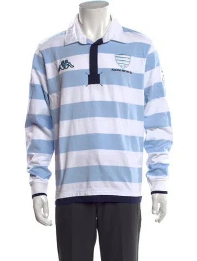 Pre-owned Kappa Striped Collar Polo Shirt In Blue