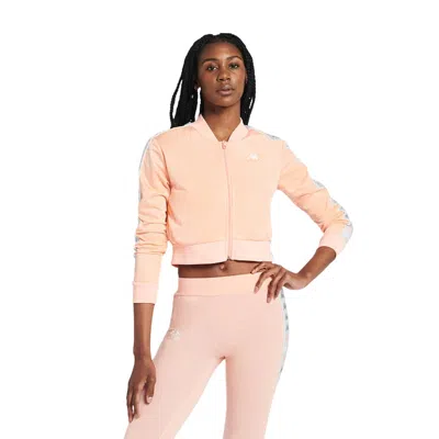 Kappa Women's  222 Banda Asber 2 Bomber Jacket Orange Full Zip Cropped Red490 In Pink