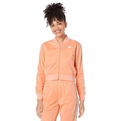 Kappa Women's  222 Banda Asber 2 Crop Bomber Jacket Orange Fleece Lined Red454