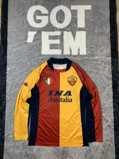 Pre-owned Kappa X Soccer Jersey As Roma Football T Shirt Jersey Kappa Longsleeve Assitalia In Yellow Red