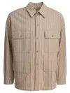 Kaptain Sunshine Silk-linen Blend Jacket With Vertical Stripes In Brown