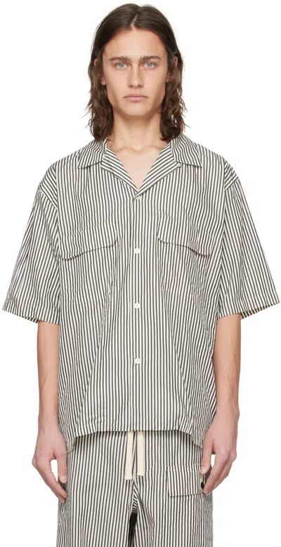 Kaptain Sunshine Black & White Striped Shirt In Hickory Stripe