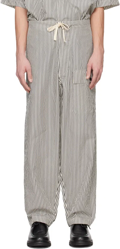 Kaptain Sunshine Black & White Walk Easy Trousers In Hickory Stripe