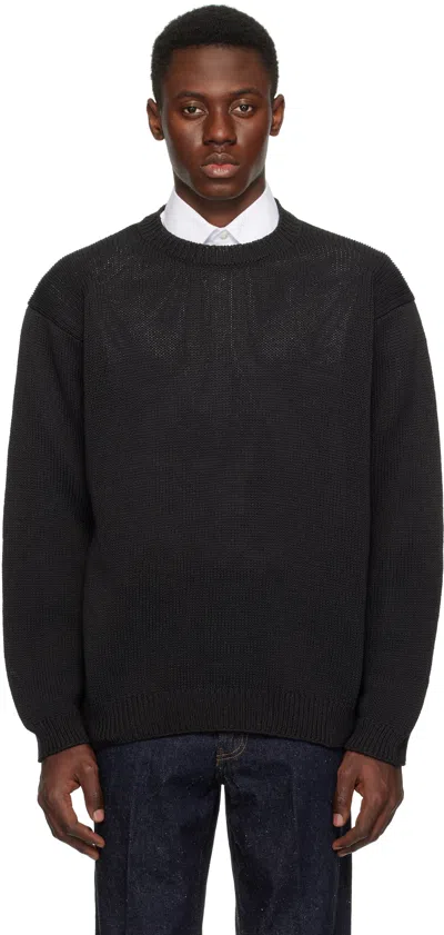 Kaptain Sunshine Black Cotton Washi Hand Frame Sweater In Ink Black