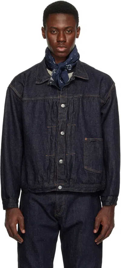 Kaptain Sunshine Blue Tracker 1p Denim Jacket In Indigo One Wash