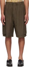 Kaptain Sunshine Brown Drawstring Cargo Shorts In Brown